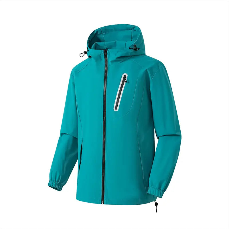 Men’s lightweight, breathable hooded jacket with zippered pockets, available in multiple colors, suitable for men’s everyday wear and as a top jacket.