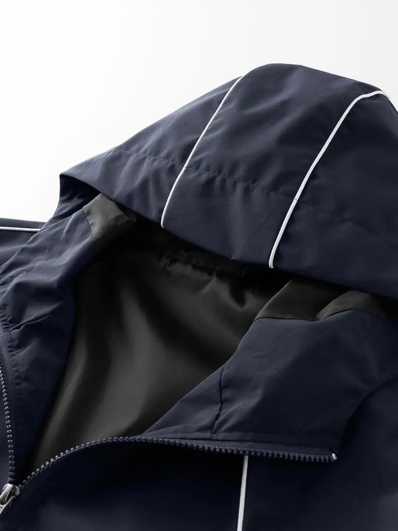 Men's Hooded, Long Sleeve Casual Style, Wind-Resistant Wrinkle-Free Fabric, Bright Color, All Seasons, Daily Wear, Night Run, Shopping, Coats, Street Casual Jacket