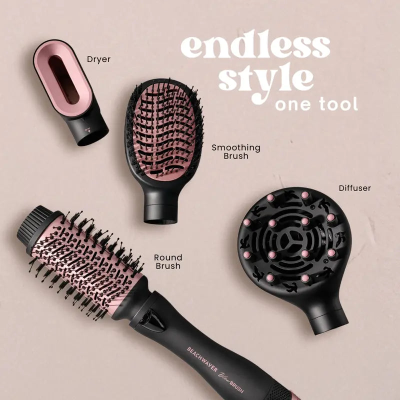 Beachwaver Blow Brush – 4-in-1 Hair Dryer & Styler with Diffuser, Round Brush & Smoothing Brush for Easy DIY Blowouts