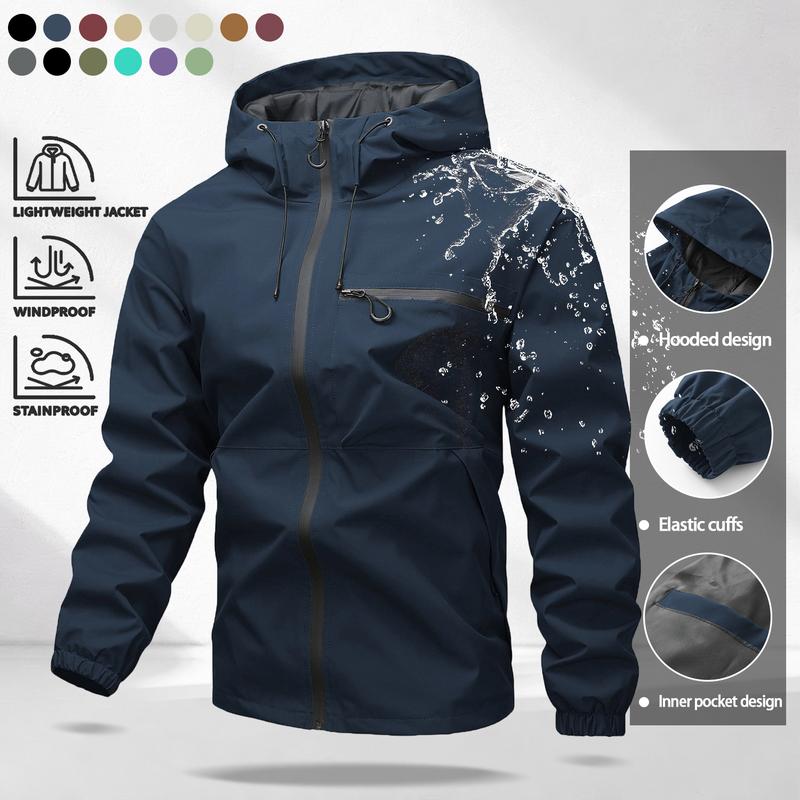 Unisex all-weather waterproof windproof jacket | Lightweight outerwear with a hood and adjustable brim, suitable for hiking and everyday wear, with adjustable cuffs—ideal for hiking and commuting