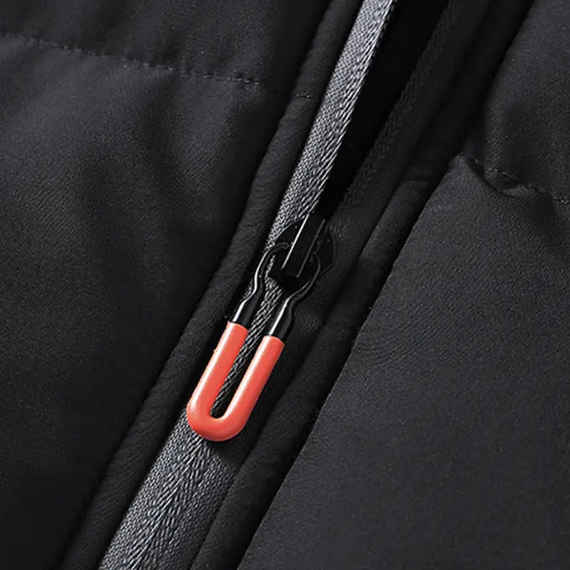 Men's Plain Fitted Long-Sleeve Windproof Stand-Collar Jacket - Zipper Closure, Cold-Weather Outerwear, S Size