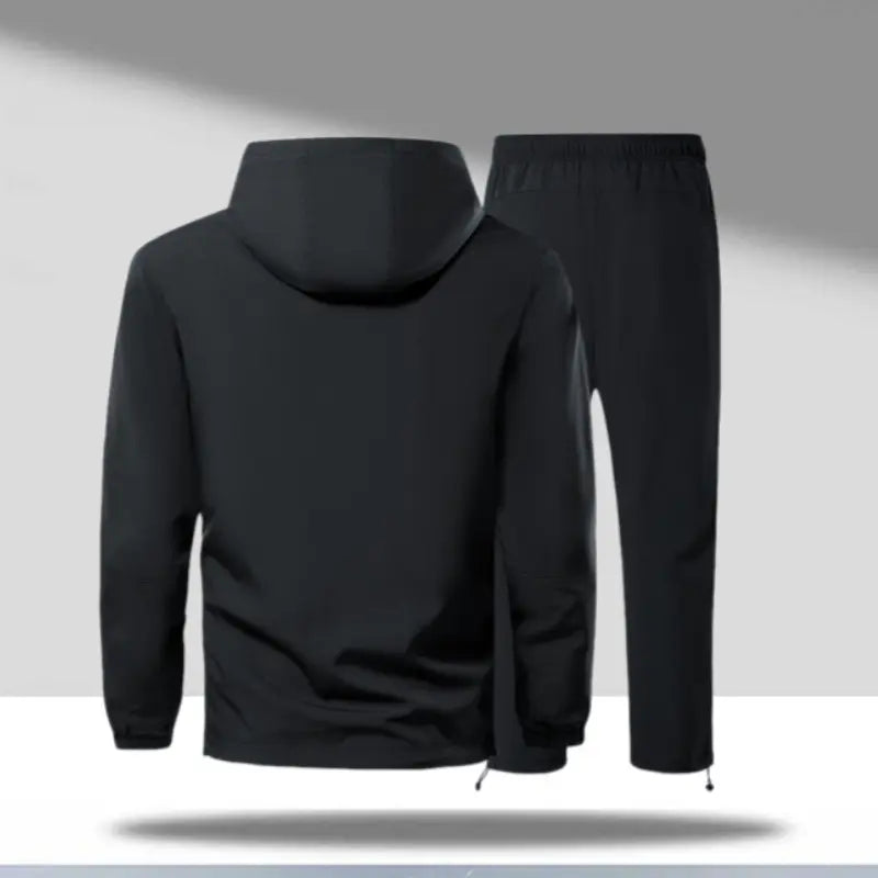 Men’s Unisex 2 Piece Sporty Clothing Set Hooded Long Sleeve Jacket & Below the Ankle Long Pants, Adjustable Hood, Breathable Wind Fabric, Elastic Cuffs, Lightweight Drawstring, All Seasons, for Sport Lover Lifestyle Hiking