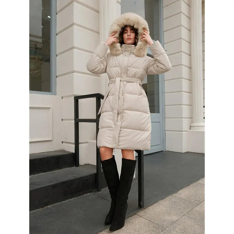Autumn And Winter New Large Long-Sleeved Fashion Solid Color Hooded Coat White Duck Down Jacket Autumn And Winter Coat Warm Coat Autumn And Winter New Coat Women'S Down Jacket Women'S Autumn And Winter Coat Women'S Autumn And Winter Jacket Autumn an