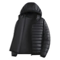 Men's Hooded Puffer Coat - Menswear Longsleeve Plain Retro Top, Fitted Zippered Fleece-Lined Lightweight Warm Winter Parka with Pockets for Outdoor Ski, Casual Outfits