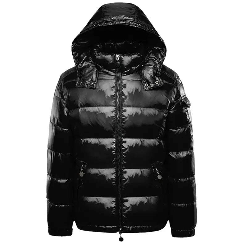 Men's Hooded Puffer Winter Coat - Long Sleeve, Zipper Closure, Versatile Casual Wear - Tops, Menswear