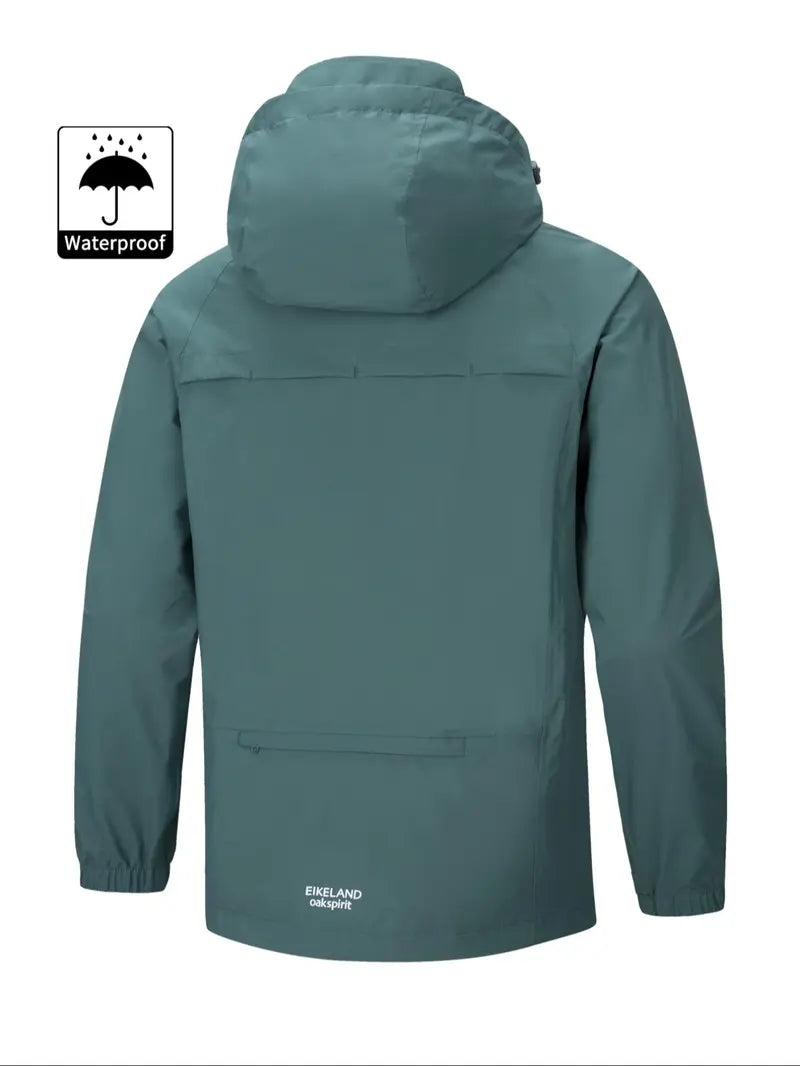 Men's Casual Sporty Hooded Jacket, Long Sleeve with Zipper & Pockets, Windproof & Waterproof, Lightweight & Soft, Ideal for Hiking, Cycling & Camping, Outerwear, Sports Casual Jacket