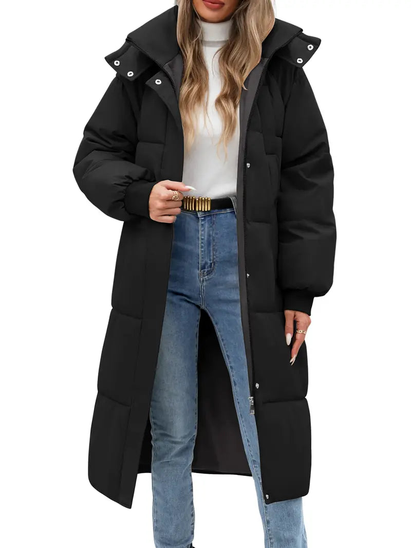 [Restock] UMIPUBO Winter Women's Long Quilted Puffer Jacket, Winter Thick Warm Hooded Zip-Up Parka with Pockets, Long Sleeve Loose Fit Casual Fashion Casual Outerwear, Loose Fit Jacket, Jackets Zip Up