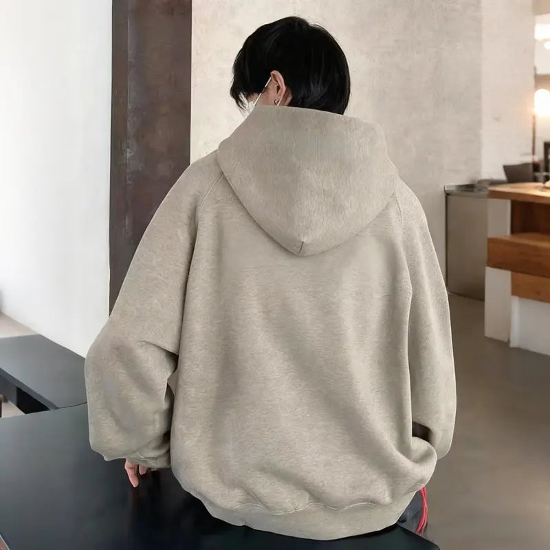Men's Cotton-Poly Plain Solid Casual Long-Sleeve Fitted Pullover Hoodie - Soft, Breathable, Skin-Friendly, Lightweight, Machine-Washable Minimalist All-Seasons Streetwear Top
