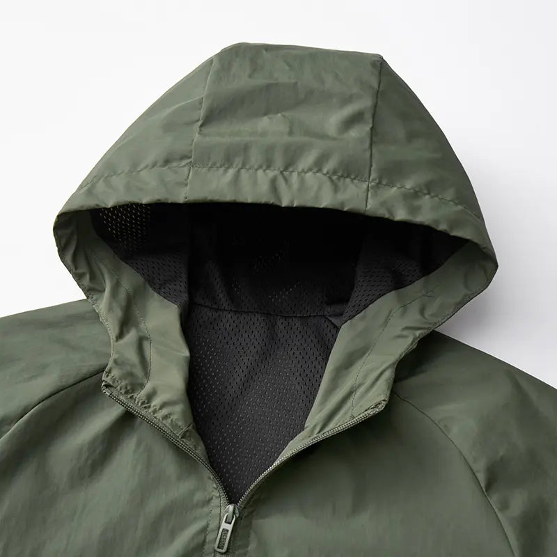 Men's Casual Hooded Mesh Softshell Jacket - Lightweight, Windproof, Full-Zip Outdoor Activewear for Camping, Hiking, Commuting, Menswear Coats, Sportswear