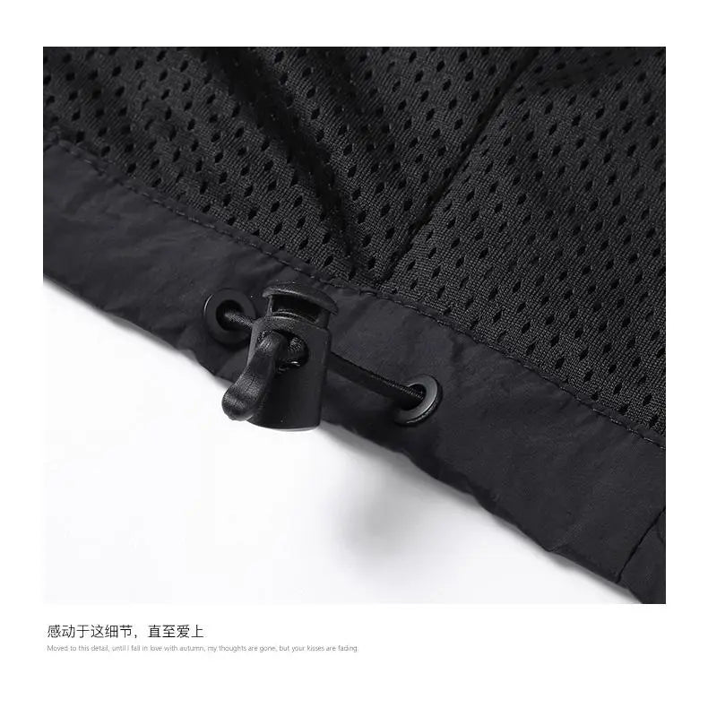 Multi Color Mens Solid Mesh Lined Attached Hood Zip Wind Coat, Light Breathable Windproof Fabric Jacket for Teenagers & Adults Outdoor Sports Daily Activities