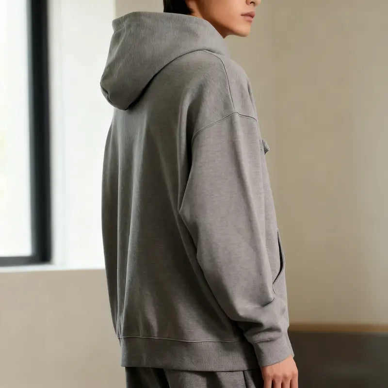 Men's Cotton-Poly Plain Solid Casual Long-Sleeve Fitted Pullover Hoodie - Soft, Breathable, Skin-Friendly, Lightweight, Machine-Washable Minimalist All-Seasons Streetwear Top
