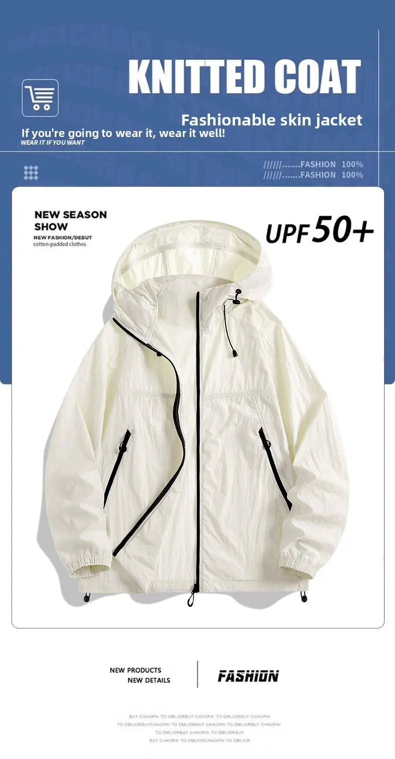 2026 Summer Hooded Sunscreen Clothing Skin Clothes Men's Summer Ultra Thin Breathable Outdoor Fishing Skin Windbreaker Fishing Sunscreen Coat