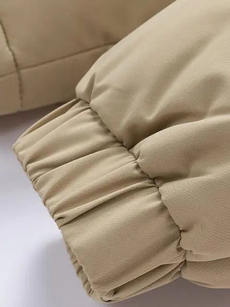 ColorArea men’s retro fleece-lined hooded winter jacket with detachable hood, color-block design, couples’ style long-sleeve khaki outerwear jacket