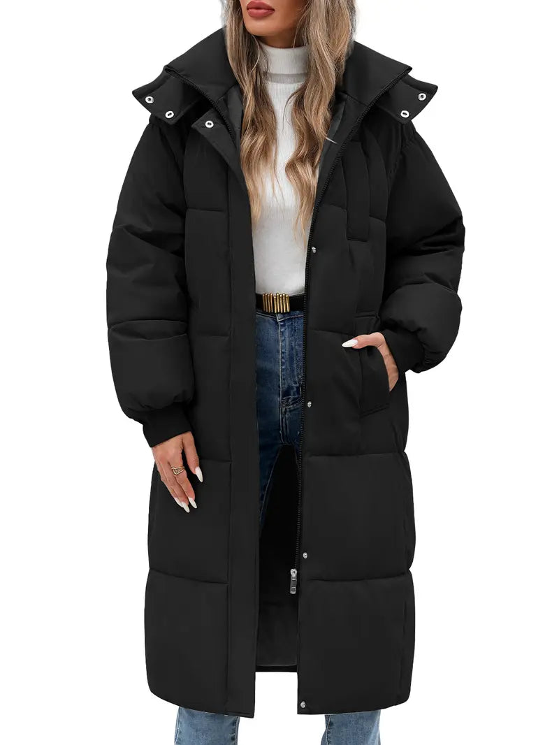 [Restock] UMIPUBO Winter Women's Long Quilted Puffer Jacket, Winter Thick Warm Hooded Zip-Up Parka with Pockets, Long Sleeve Loose Fit Casual Fashion Casual Outerwear, Loose Fit Jacket, Jackets Zip Up