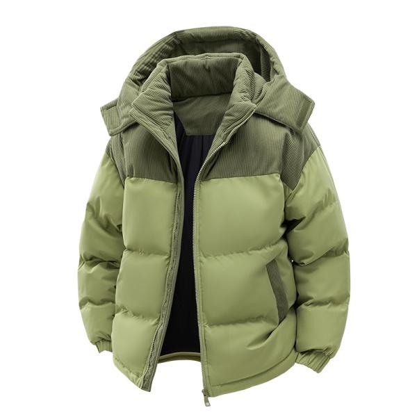 Men's Minimalist Polyester Winter Thick Windproof Warm Down Jacket - Casual Regular Fit, Zipper Front, Long Sleeves, Plain Solid Color, Cold Weather Outdoor Coat for Halloween, New Year Outdoors