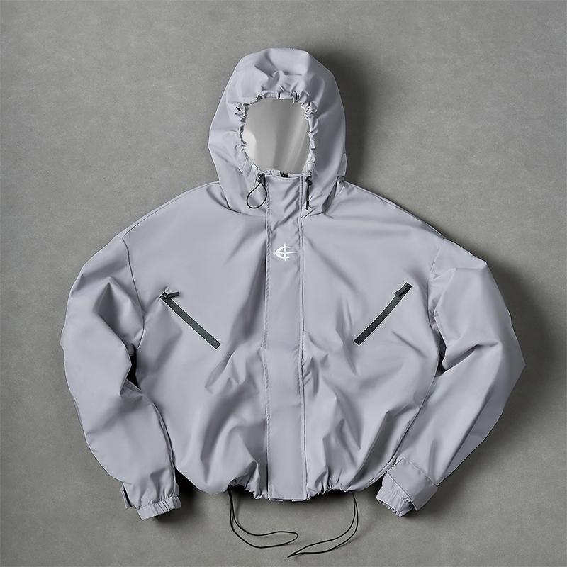 Hooded windproof zipper jacket Unisex Drawstring Hem & Hood Waterproof Diagonal Zip Pockets Adjustable Cuff Oversized Loose Y2K Grunge Hiking Daily Streetwear exercise Outerwear