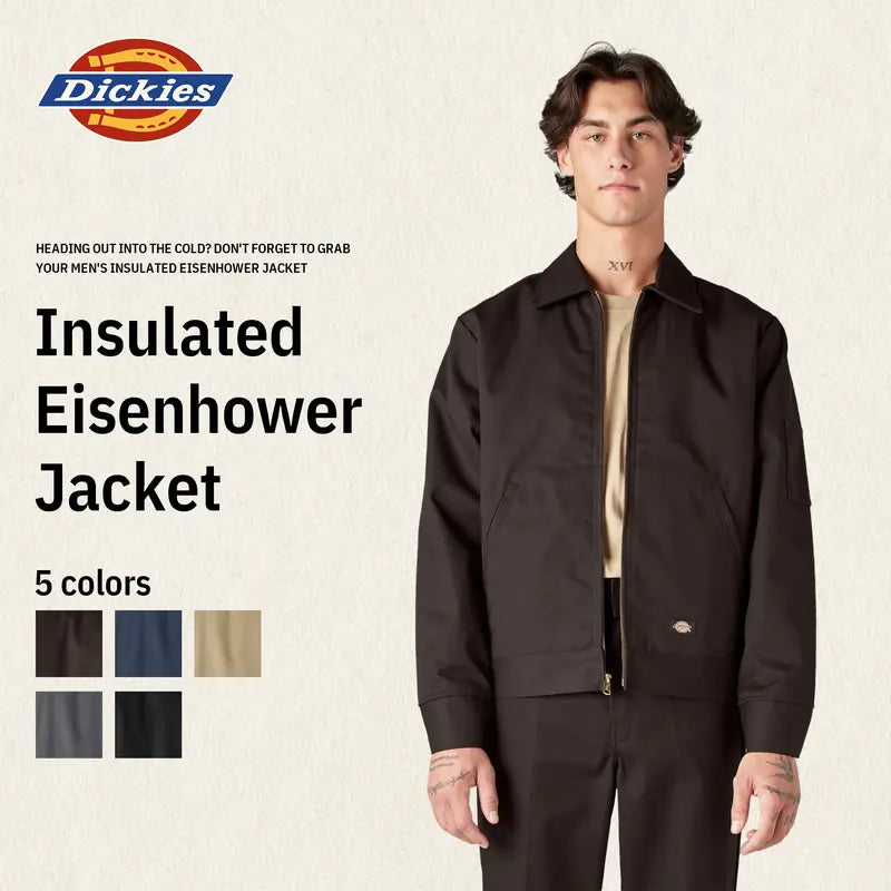 Dickies | TJ15 Insulated Eisenhower Jacket, Full Zip Work Jacket, Full Zip Work Jacket, Men's Workwear, Lightweight Warmth, Wrinkle-Resistant, Stain-Resistant, Easy-Care Finish, Hidden Interior Pocket, Pairs With 874 Pants