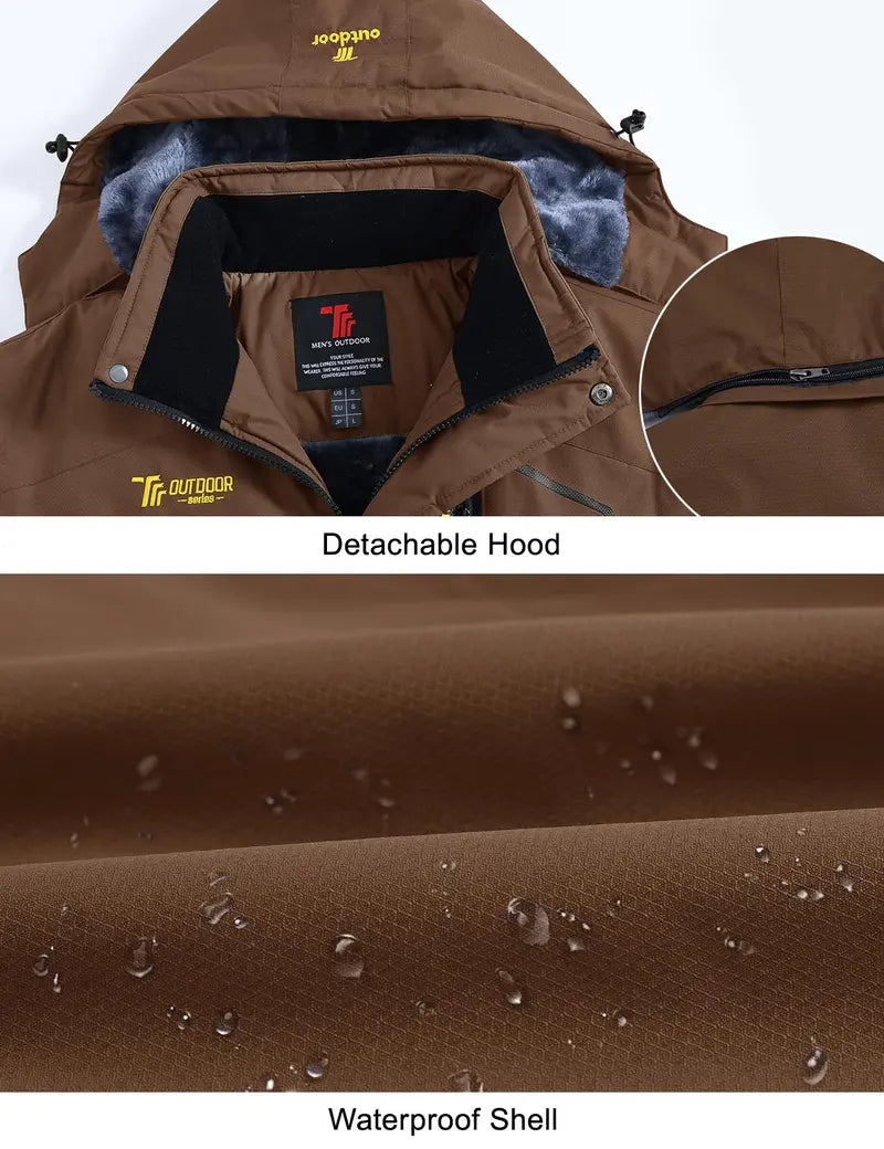 【Creator's Pick】YSENTO Men's Waterproof Ski Snow Jacket 【Plus Size,S-5XL】Mountain Rain Jackets Fleece Outwear With Muti Pockets Winter Coat Outdoor Clothing Windbreaker fits #Christmas gift #RED