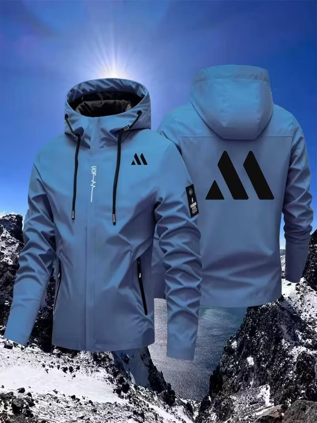 Men's Casual Outerwear, Hooded Windbreaker Jacket, Lightweight Motorcycle Coat, Field Jacket, Zip Closure, Waterproof, Outdoor Sports