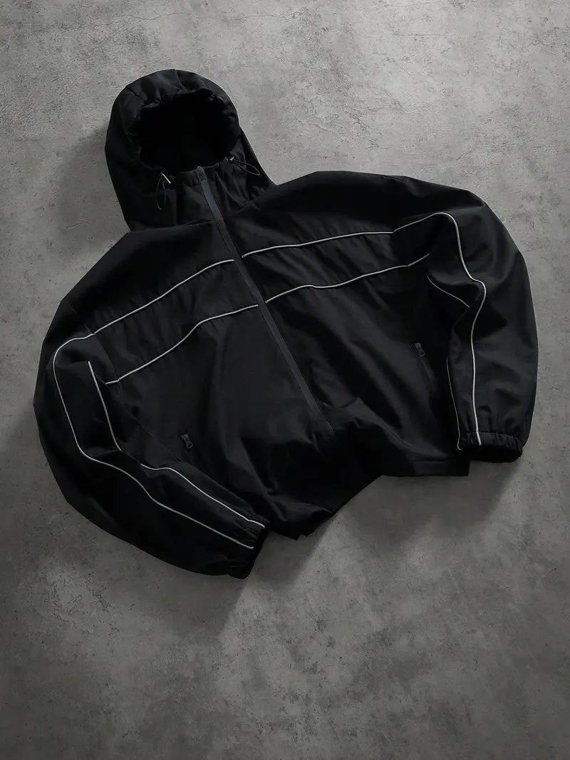 Best seller in the US market! Functional Style Hooded Softshell Jacket with 3M Reflective Trim, Windproof & Waterproof, Loose Outdoor Casual Outerwear