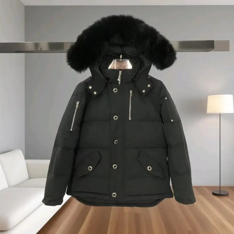 Winter Jacket with Fur Hood and Pockets for Men and Women Unisex Design for Cold Weather Everyday Wear and Layering