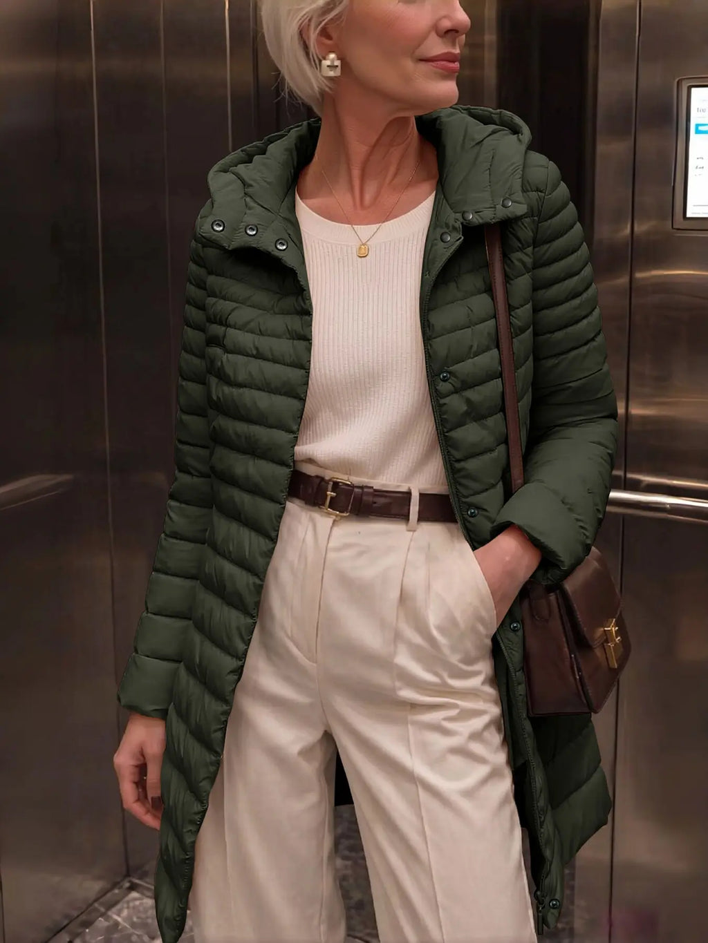 Women's Puffer Hooded Jacket, Casual Warm Lightweight Woven Basic Coat with Pockets, Fall Winter Fashion Outerwear Simple Design for Daily Wear