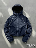 Men's Hooded, Long Sleeve Casual Style, Wind-Resistant Wrinkle-Free Fabric, Bright Color, All Seasons, Daily Wear, Night Run, Shopping, Coats, Street Casual Jacket
