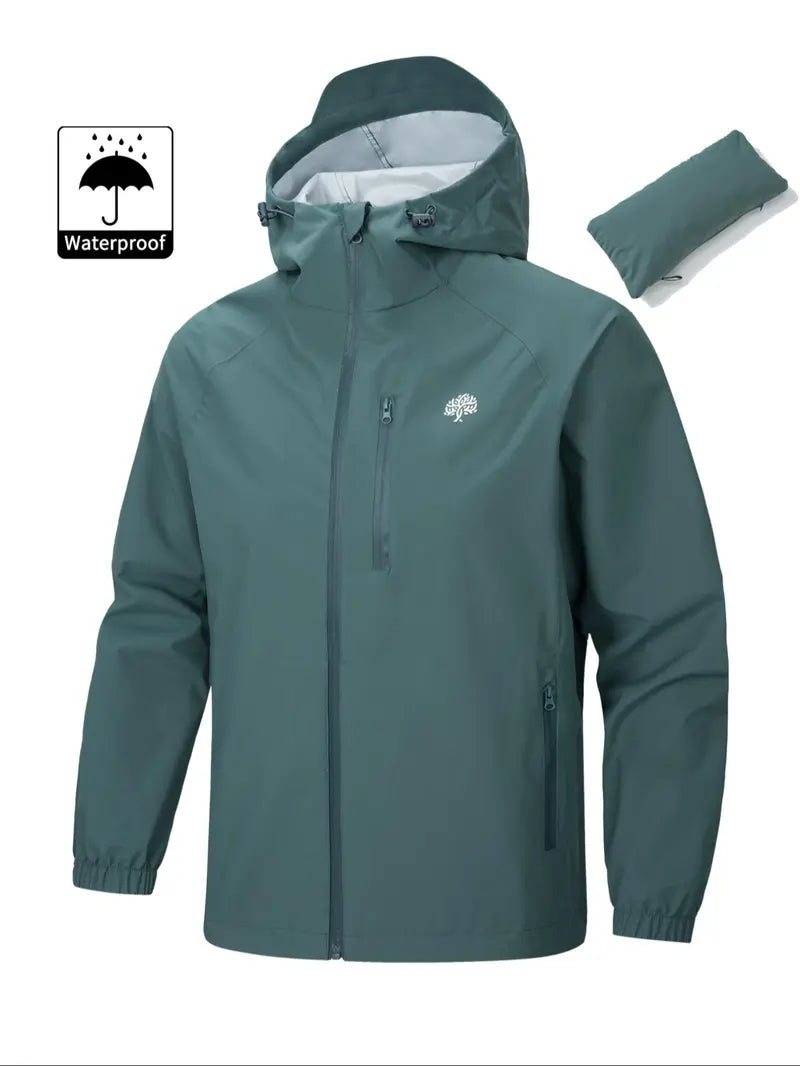 Men's Casual Sporty Hooded Jacket, Long Sleeve with Zipper & Pockets, Windproof & Waterproof, Lightweight & Soft, Ideal for Hiking, Cycling & Camping, Outerwear, Sports Casual Jacket