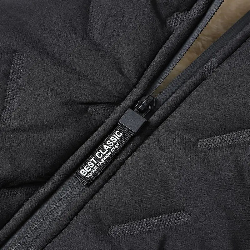 Men’s Basic Korean Woven Winter Hooded Jacket, Thick Warm Zip-Up Windproof Outerwear with Full Zipper Closure, Front Pockets, Suitable for Outdoor Sports, Commuting, Cold Weather Menswear Coats Long Sleeve Motocross Beige